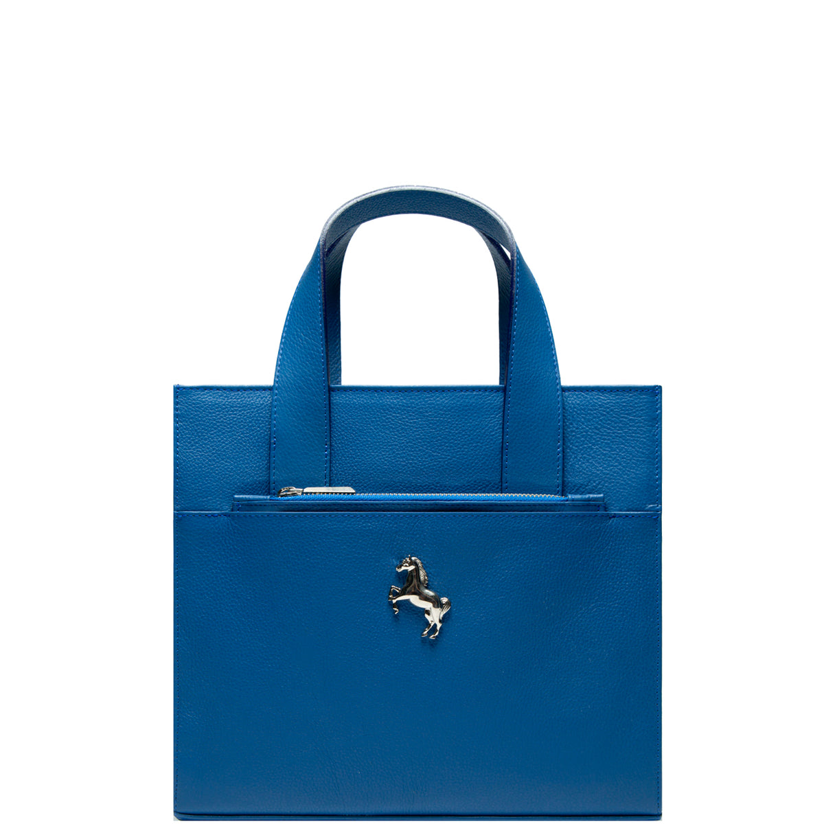Med Mount Blue fine-grained leather laptop bag, front view