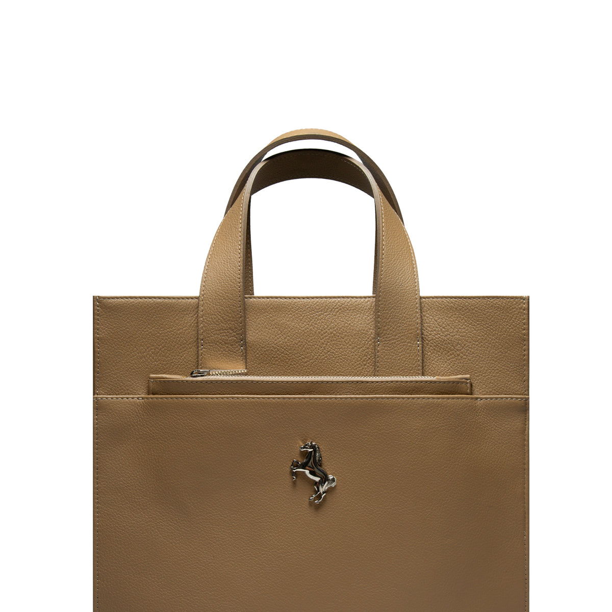 Big Mount Mink structured Argentine leather tote, front view