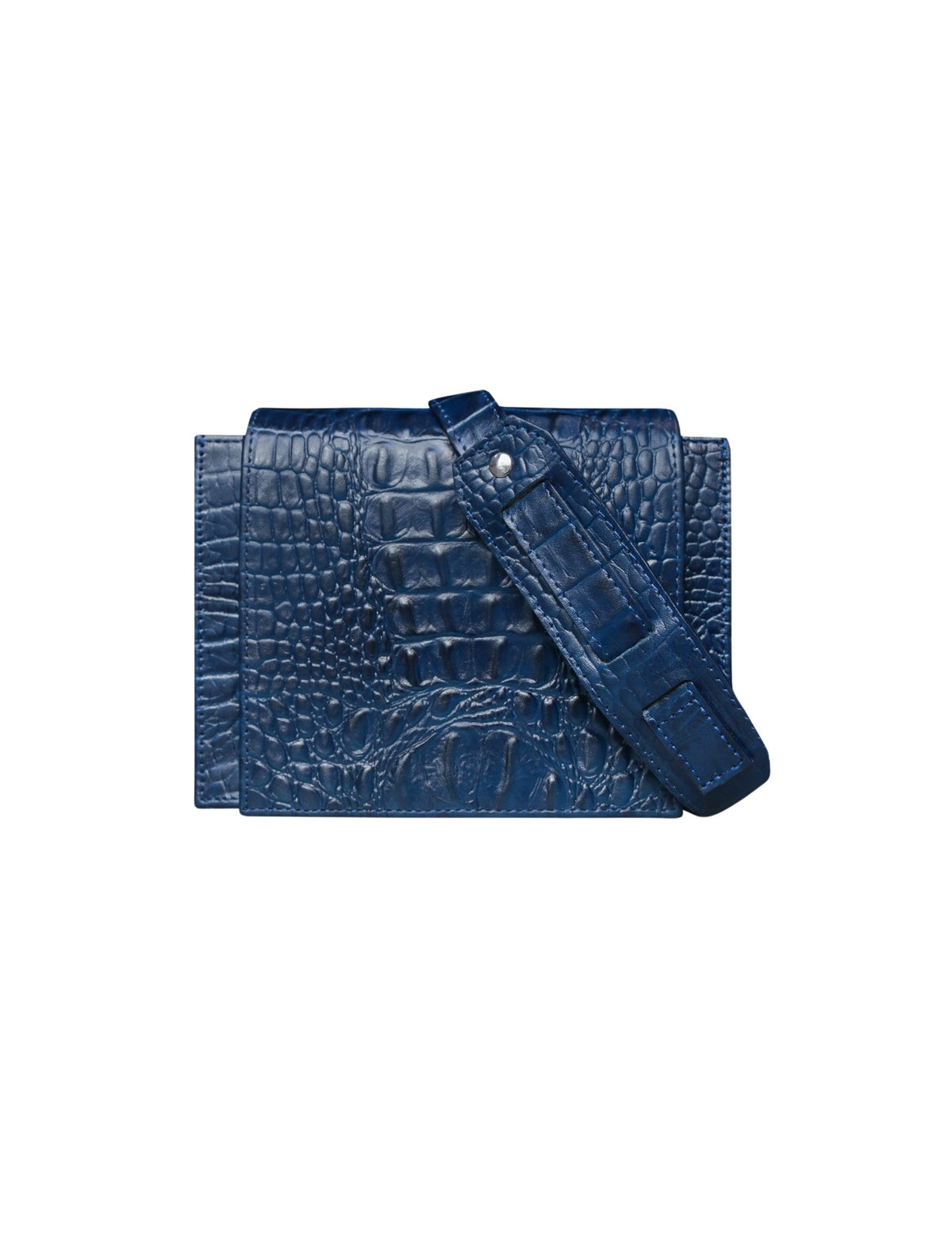 Mini Chevy Bag Darkblue - Croco Embossed Leather Crossbody 